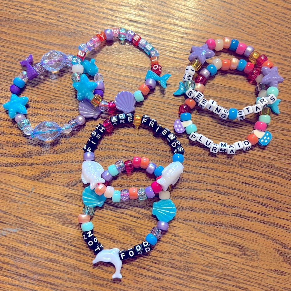 Sea Themed Kandi Set of 6 Stretch Bracelets